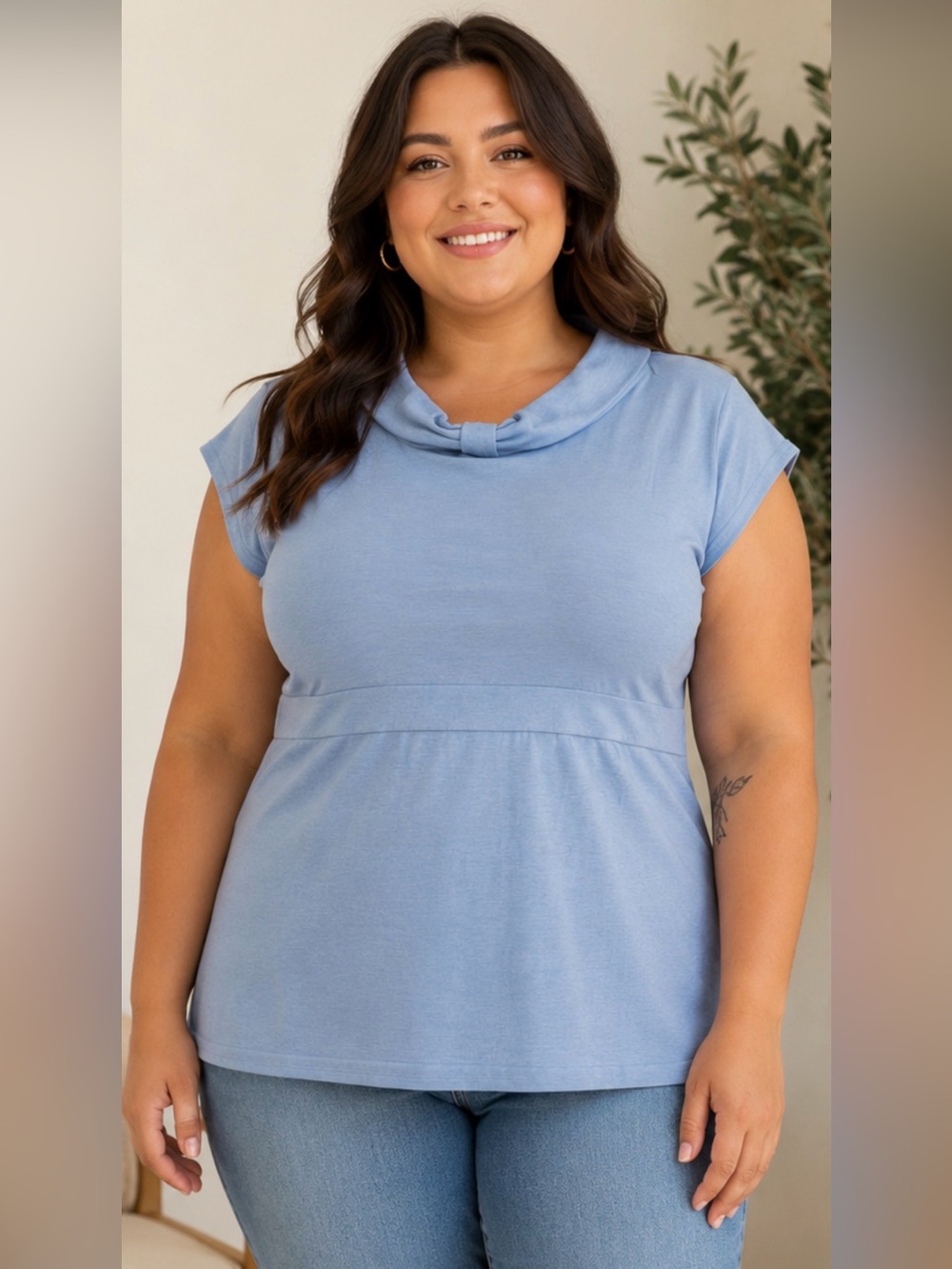 Alex Marie Light Blue Cowl Neck Top Size XL NWT Career Casual